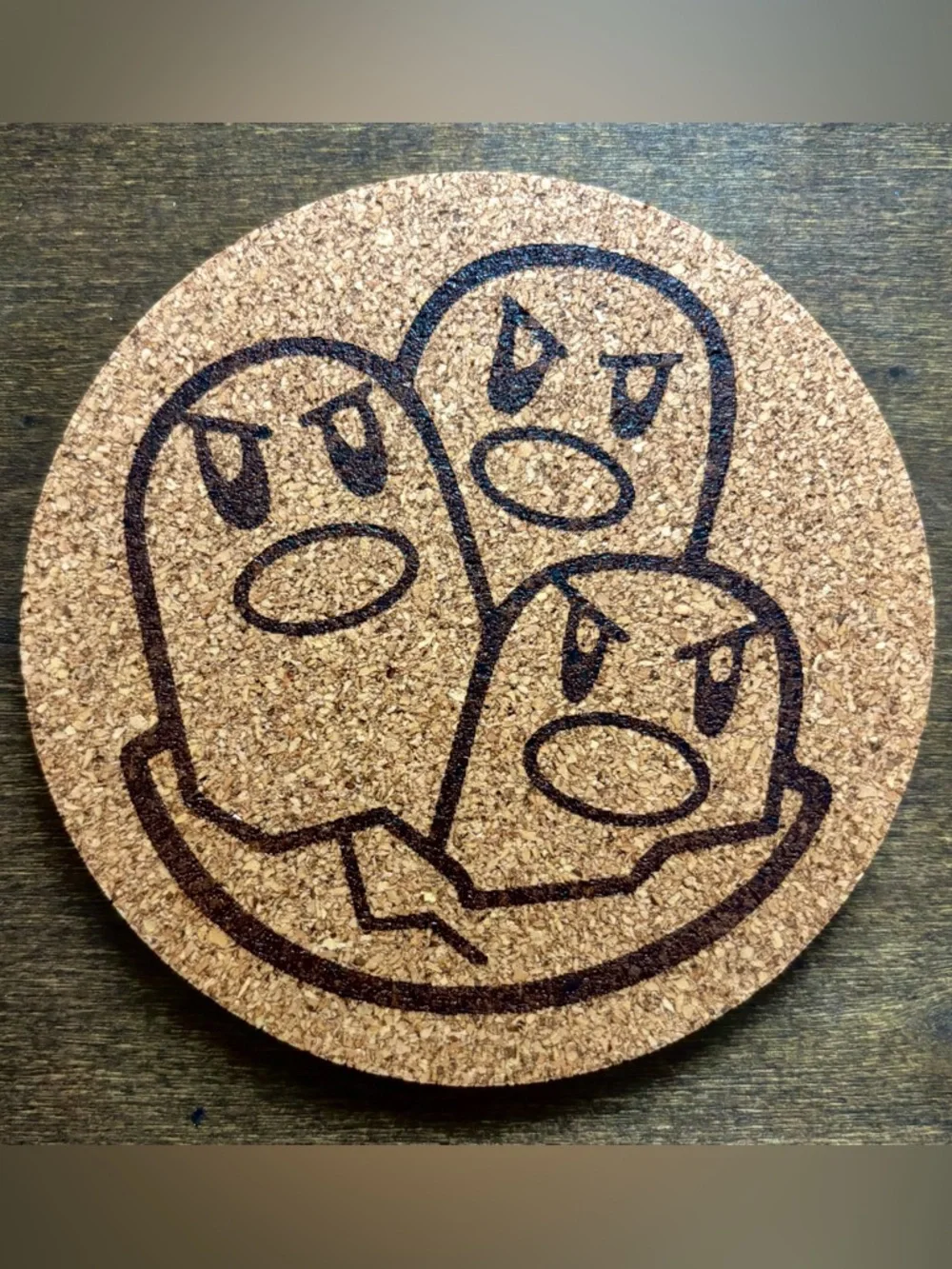 Pokemon Dugtrio Face Laser Engraved Cork Coaster